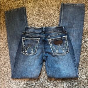 Wrangler Women's Dark Blue Embroidered Back Pocket Bootcut Jeans